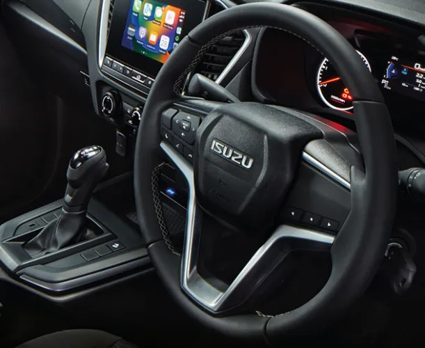 Isuzu-Dmax-LS multi-function-leather-wrapped-steering-wheel.